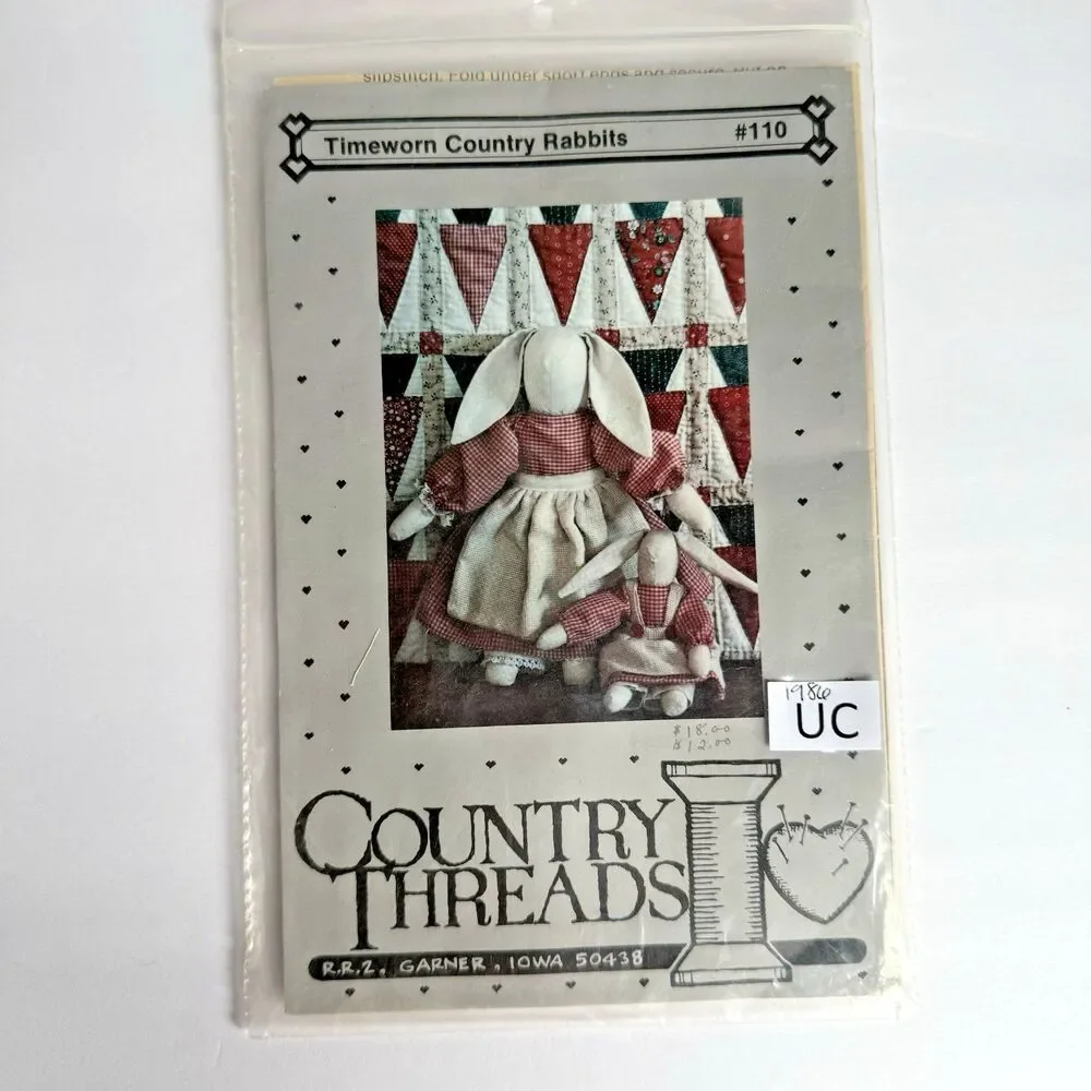 Country Threads Sewing Pattern 110 with Fabric Country Rabbits Bunnies Rabbits